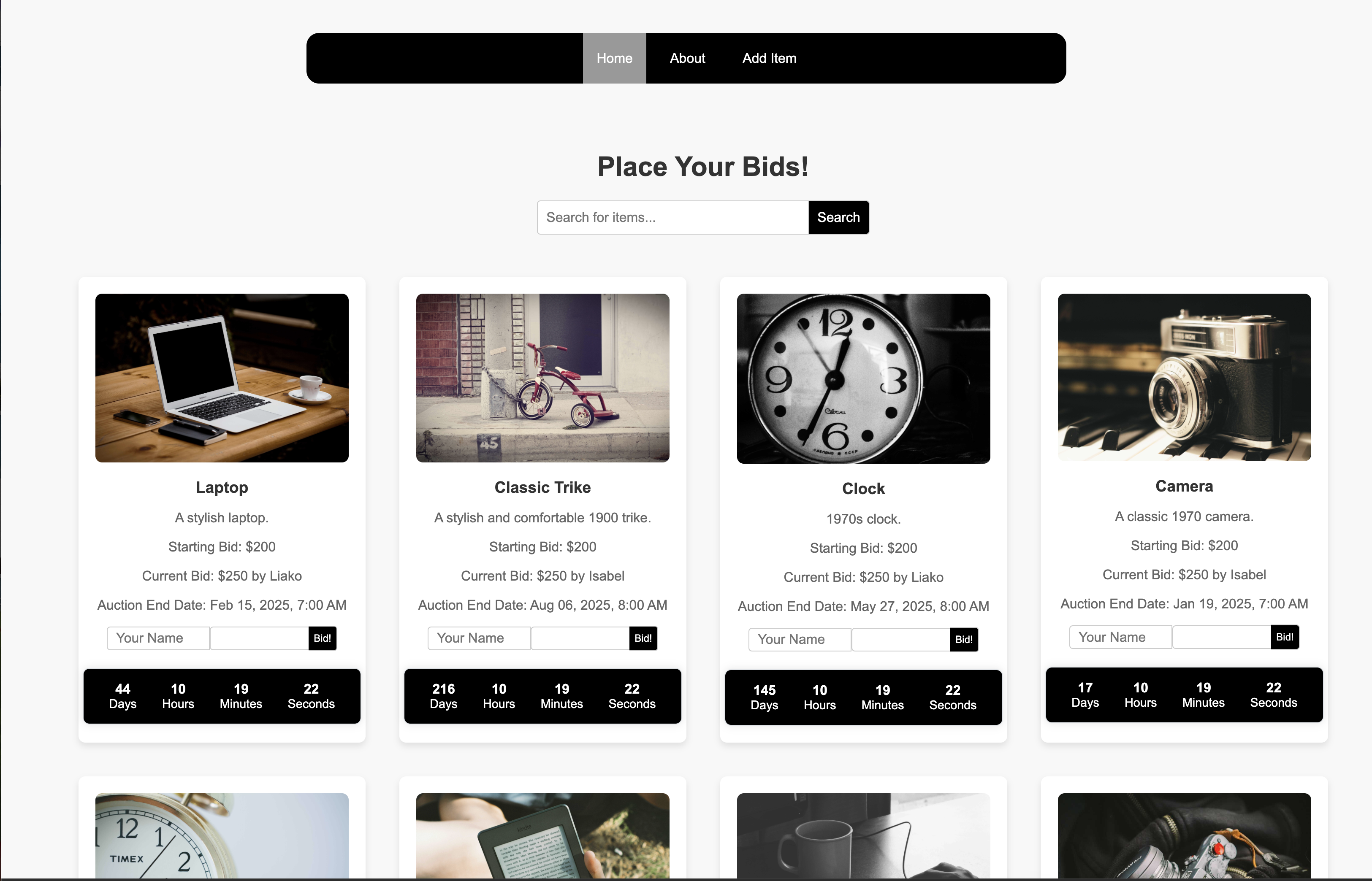 Thrift Auction App project screenshot